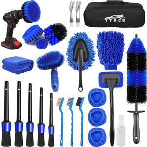 26Pcs Car Detailing Brush Set, Car Detailing Kit, Car Detailing Brushes, Car Cleaning Kit, Car Windshield Cleaning Tool, Professional Car Care kit - Car Wash Brush kit for Interior Exterior Wheels