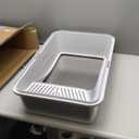 Stainless Steel Litter Box | XL Enclosed Cat Litter Boxes with Lid for Big Cats | High Sided, Anti-Urine Leakage | Non-Stick Bottom & Includes Litter Mat & Metal Scoop (Silver Gray)