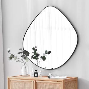 Irregular Wall Mirror Matel Matte Black Framed Wall Mirror for Living Room Bedroom Bathroom Entryway Wall Decor 23.6" L x 23.6" W ELE-004B