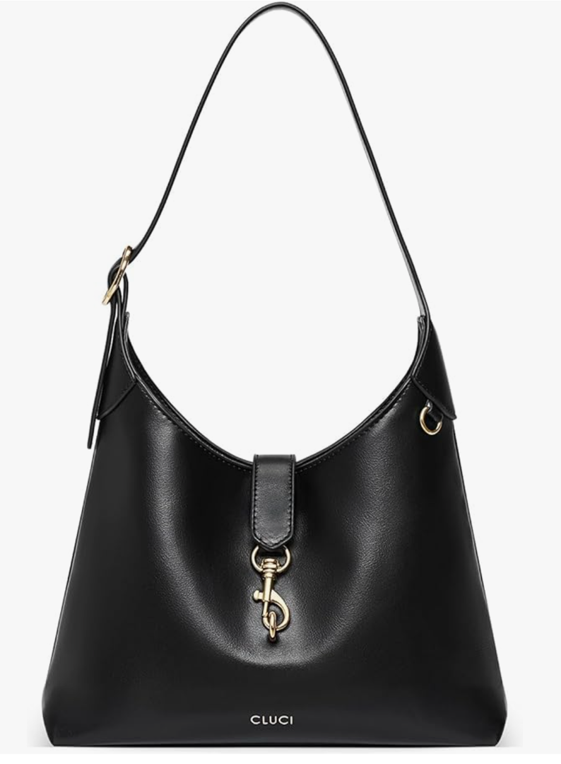 CLUCI Womens Purses and Handbags, Soft Vegan Leather Hobo Bags with Adjustable Strap, Lightweight Slouchy Shoulder Bag (Black)
