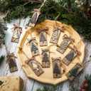 Civaner 24 Pcs Rustic Christmas Tree Ornaments Farmhouse Ornaments for Tree Natural Wooden Label Hanging Decorations for Home Office Fireplace Wreath Garland Winter Holiday Xmas Party Decor(Brown)