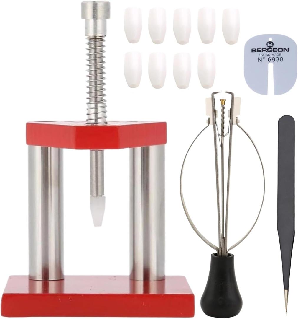 Watch Repair Tools, Watch Hand Removal & Fitting, Professional Watchmaker Tool Kit for Adults, Unisex, Modern Style, Red Dial & Band, 40mm Case, Not Water Resistant