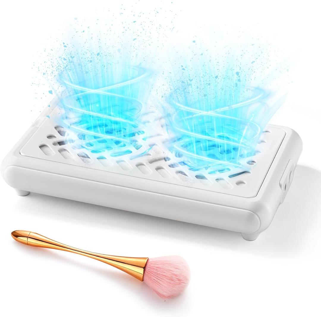 Nail Dust Collector, 4000RPM Dual Fan Design Nail Vacuum Dust Collector with 30 Filter Papers & Cleaning Brush - Quiet, Powerful Suction for Acrylic Nail Polishing at Salon & Home Use