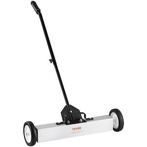 VEVOR Rolling Magnetic Sweeper with Wheels, 50Lbs 24" Large Magnet Pickup Lawn Sweeper with Telescoping Handle, Push-Type Magnetic Pick Up Sweeper, Easy Cleanup of Workshop Yard Garage