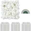 3D Flower Wall Panel, 24 PCS 15 x 15 inch, Artificial Floral Wall Background Mesh Backing Mat,Seamless Design&Easy Installation for Wedding Valentines Day Home Baby Party Backdrop Decor,White