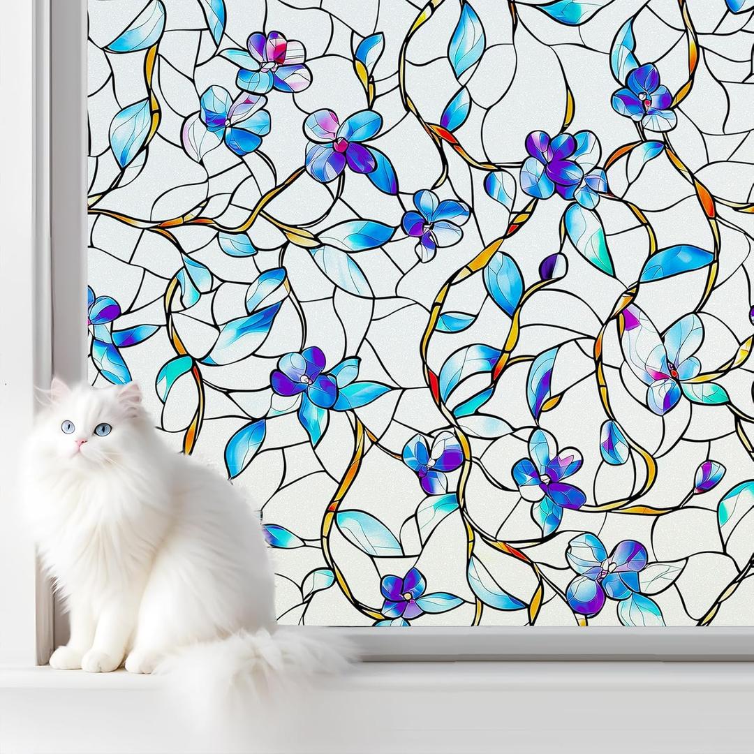 SOMWISE Frosted Glass Window Film, Heat Insulation, UV Block, Anti-Glare, One Way Privacy Tint, Static Cling for Home Bathroom Door, Renter Friendly, Day & Night Privacy