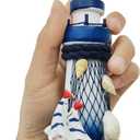 2 PCS Mini Lighthouse Decor, Handcrafted Wooden Miniature Lighthouse Model, Mediterranean Style Ornament, Ocean Tabletop Light House Decorations for Home