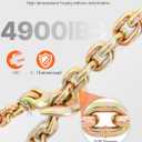 VEVOR Transport Binder Chain, 4900lbs Working Load Limit, 5/16''x20' G80 Tow Chain Tie Down with Grab Hooks, DOT Certified, Galvanized Coating Manganese Steel for Dock Factory Construction Site, 2Pack