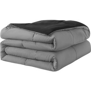 Down Alternative Bedding Comforter Full Size - All-Season Soft Reversible Microfiber Bedding Comforter - Lightweight & Machine Washable(Black/Dark Gray, Full)