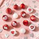 Valentines Day Decorations, 21pcs Ball Shaped Valentine Ornaments for Tree, Xmas, Love Day and Wedding Anniversary Party (Red)