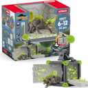 Schleich Eldrador Creatures - 34 PC Stone Battle Cave with Chameleon Toy Playset - Lizard Figurine for Boys and Girls with Expandable Fortress - Interactive, Imaginative Play for Kids Ages 7+ | 42676