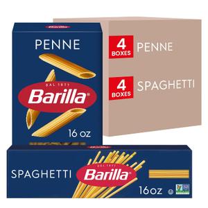 Barilla Penne & Spaghetti Pasta Variety Pack, Non-GMO Pasta, 16oz. (8PK) (EXP 06/01/28)