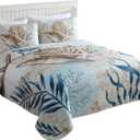 CARIBBEAN JOE Coastal 3-Piece Quilt Set, Full/Queen, Blue Sea Turtle