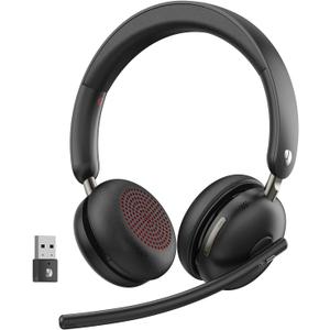 Bluetooth 5.3 Headset, Wireless Headset with Mic for Work (AI Noise Cancelling), Wireless Headphones with Mic & USB Dongle, 65H & Mute Function, Fit for PC/Call Center/Computer/Laptop/Teams (Black)