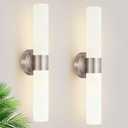 Wall Sconces Set of Two, Modern Bathroom Sconces Wall Lighting with Milky White Glass, Brushed Nickel Sconces Wall Decor Set of 2 for Bathroom Mirror Bedroom Living Room Hallway