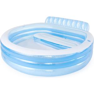 INTEX Swim Center Inflatable Family Lounge Pool: Built-In Bench Cup Holder 156 Gallon Capacity 90" x 86" x 31" Blue
