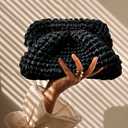 Metallic T-Shirt Yarn 140 Yards Knitting Fabric Crochet Cloth Shiny Tshirt Yarn for Crocheting Beginners DIY Hand Craft Bag Blanket Cushion Projects (Black)