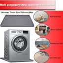 27x27inch Washer Drain Pan With Foldable Dirty Clothes Basket and Hook, Multi-function Non Slip Washer Drip Tray, With Raised Edge Washing Machine Silicone Mat, Soft Foldable Waterproof Pad, Grey