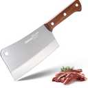 Haobone Heavy Duty Cleaver Knife 8 Inch Professional Butcher Knife Bone Chopper Chopping Bones Weight Heft High Carbon Stainless Steel Full Tang Ergonomic Wooden Handle