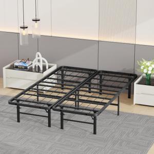 BestMassage | Full Bed Frame | Metal | Heavy Duty Steel Slats with 12 Legs | Foldable | Sturdy, No Box Spring Needed | Easy to Assemble with Under-Bed Storage | Furniture for Home, Dorms