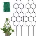 Small Trellis for Potted Plants, 15.94 inch Metal Plant Trellis for Climbing Plants Indoor Pot Honeycomb Shape Lattice for Ivy Vines Hoya Houseplants Flower 2 Pack