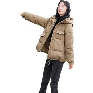 Fashion Winter Jacket Women Coat Hooded Pocket Loose Thick Warm Parka Puffer Casual female Streetwear Clothing Khaki, M