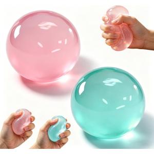 2PCS Coconut Oil Squishy, Coconut Oil Stress Ball, Slow Rising Squishy, Non-Sticky, Easy to Clean, Improving Focus, Or Easing Tension During Study, Work, Or Relaxation (Pink+Blue)
