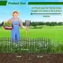 10 Panels No Dig Garden Decorative Fence with Gate - 24in H x 22.5ft L, Heavy-Duty Square Tube Animal Barrier, Rustproof Dog Fence for Outdoor Yard & Patio Protection