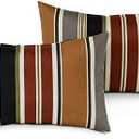 Greendale Home Fashions Outdoor 19x12 inch Rectangle Decorative Throw Pillow, 2-Pack, Espresso Stripe 2 Count