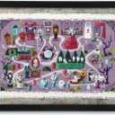 Disney Haunted Mansion Map Framed Wood Wall Decor - Fun Haunted Mansion Picture for Kids' Room or Halloween Decor (Purple/Gray)