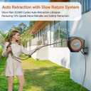 Ruvup Retractable Garden Hose Reel, 5/8in x 100ft Water Hose Reel with Metal Bracket, UV Resistant Automatic Hose Reel Wall Mount for Outside, Slow Retraction Any Length Lock 10 Spray Nozzle