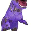 Inflatable Dinosaur Costume for Adults Blow up T-rex Costume Funny Party Dino Costume Fancy Halloween Costume Suit (Purple)