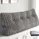 Headboard Pillow Full, Triangular Wedge Pillow Headboard Full, Cushion Headboards Reading Pillows, Backrest Pillows for Sitting in Bed or Working with Removable Cover, Grey