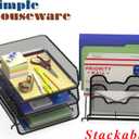 Simple Houseware 3-Tier Stackable Desk Organizer with 5 Compartments - Letter Tray and Step File Sorter, Black