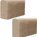 SEWACC 2 Pcs Couch Arm Covers Polyester - Slip Armchair Cover Armrest Cover for Chairs Sofa Stretch Armrest Covers Furniture Protector Washable Armchair Slipcovers (Light Brown)