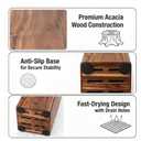 Acacia Wood Universal Knife Block, Countertop Knife Holder Organizer with Scissors & Sharpening Rod Slots, Space Saving Storage without Knives