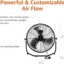 Amazon Basics 20" High Velocity Industrial Cooling Floor Fan with 3 Speeds, Tilt Head, ETL-Listed Safety Compliance, Metal Housing and Blades, for Commercial Space/Garage/Gym, 125W, Black