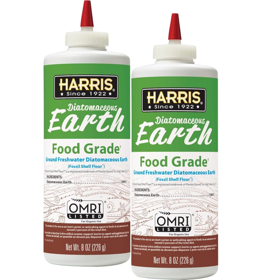 HARRIS Diatomaceous Earth Food Grade, Half Pound with Easy Application Puffer Tip - 2 Pack