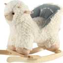 Rock My Baby Baby Rocking Horse Alpaca Llama with Chair, Plush Stuffed Animal Rocker for Toddlers 1-3, Wooden Rocking Toy Llama Animal, Cream Llama,CPC Certified, Large