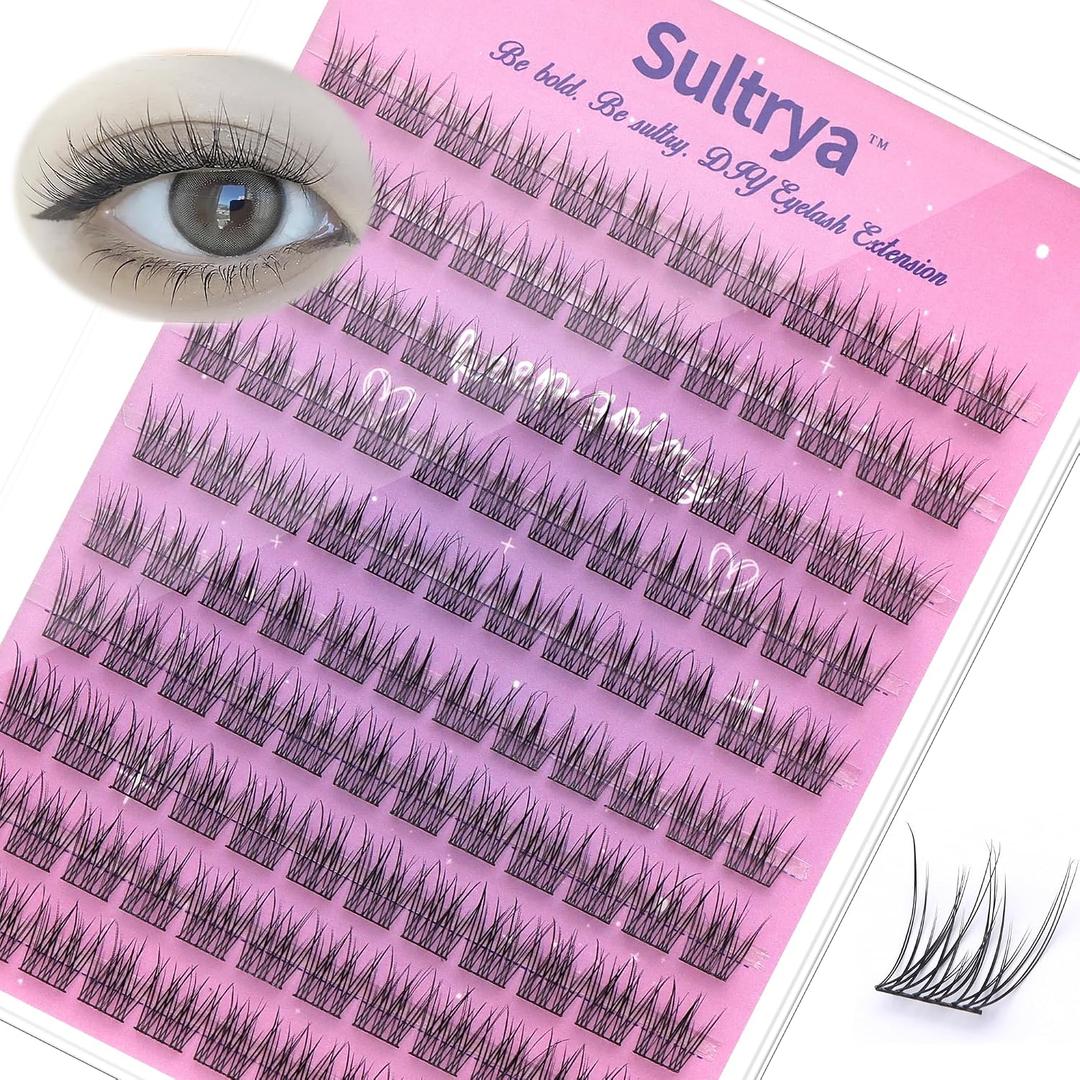 4 x Individual False Eyelashes, 10 Pairs Natural Black Lash Clusters, Soft Wispy Individual Lashes for DIY Eyelash Extension, Faux Mink False Eyelash for Natural Look at Home (10-12mm, S09)
