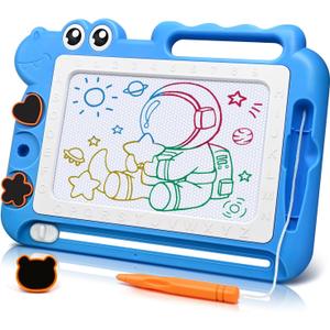 AiTuiTui Magnetic Drawing Board Toddler Toys Gift for Girls Boys, Color Sketch Writing Scribble Doodle Pad Travel Games, Educational Learning Kids Toys for Birthday or Valentine (Blue)
