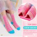 WEVIAS Girls Socks Kids Crew Cotton Cute Striped Socks 6 Pairs