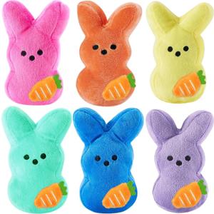 4Pcs New Upgrade Easter Bunny Plush, Easter Rabbit with Carrot Stuffed Animals, Adorable Easter Basket Easter Bunny Decorations for Kids (Multicolored)