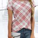 Summer Short Sleeve Shirt for Women Tops Dressy Business Casual Crewneck Blouse Slim Fit (L)