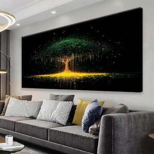 Tsomzxng Black Abstract Wall Art For Living Room Canvas Art Wall Decor Print Modern Gold Tree Wall Art Landscape Painting Picture For Bedroom Office Apartment Hotel Home Decoration 24 X 48 In