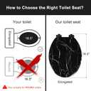 Angel Shield Marble Toilet Seat Durable Molded Wood with Quiet Close,Easy CleanQuick-Release Hinges (Elongated,Black Marble)
