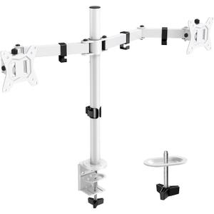 ErGear Fully Adjustable Dual Monitor Mount for 2 Screens up to 32 Inches, Holds up to 17.6 lbs Each Arm, Desk Stand, White