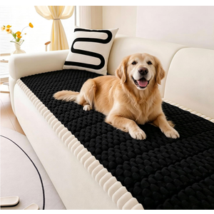 Non Slip Couch Cover for Dogs & Pets, Washable Sofa Seat Protector Pad, Durable Pet Friendly Couch Cushion Cover, Quilted Anti-Slip Couch Protector for 3 Cushion Sofas, Black, 27.6"x59"