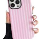 Compatible with iPhone 15 Pro Case, Cute Fashion Aesthetic Striped Pattern Cover for Women, Shockproof Soft TPU and Hard PC Protective Phone Case for iPhone 15 Pro 6.1"- Pink