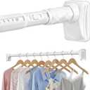 White Closet Rods For Hanging Clothes,41-126 In heavy duty tension rod | Tension Rod For Closet,Adjustable Rod Without Drilling 33lb Heavy Duty Closet Rods Diameter 1.26in-One-Bond Stretching